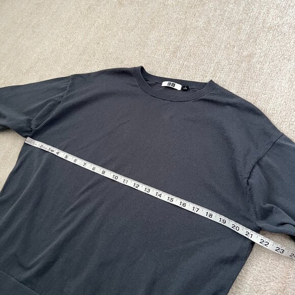 Uniqlo Grey Hilo Cotton Blend Sweater Knit Top M - Picture 6 of 10